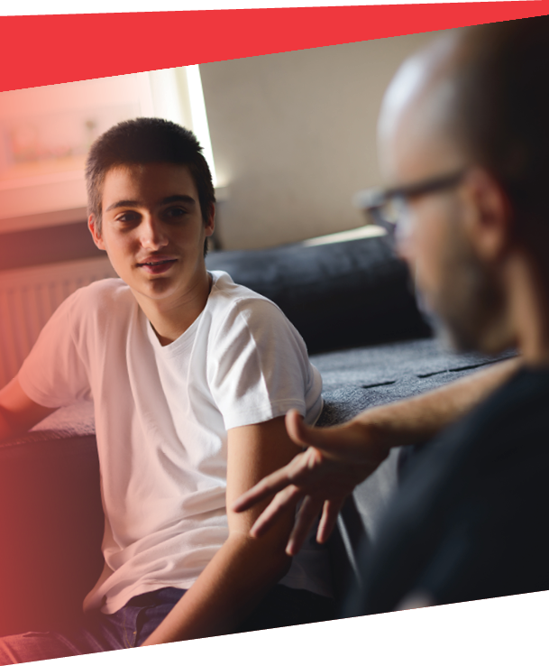 Father and son spending time together talking 